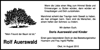 Traueranzeige von Rolf Auerswald von KREISZEITUNG SYKE