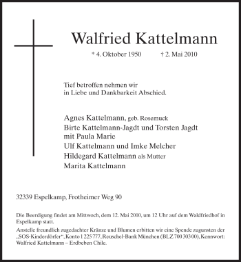 Traueranzeige von Walfried Kattelmann 