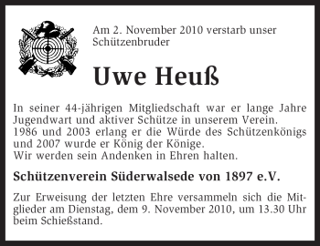 Traueranzeige von Uwe Heuß von KREISZEITUNG SYKE