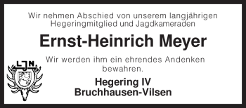 Traueranzeige von Ernst-Heinrich Meyer von KREISZEITUNG SYKE