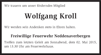 Traueranzeige von Wolfgang Kroll von KRZ