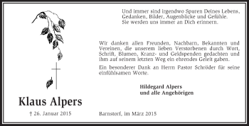 Traueranzeige von Klaus Alpers von KRZ