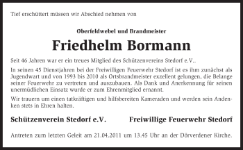 Traueranzeige von Friedhelm Bormann von KREISZEITUNG SYKE