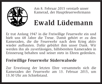 Traueranzeige von Ewald Lüdemann von KRZ