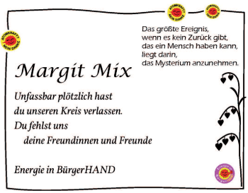 Traueranzeige von Margit Mix von KRZ