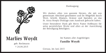 Traueranzeige von Marlies Woydt von KRZ