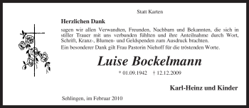 Traueranzeige von Luise Bockelmann von KREISZEITUNG SYKE