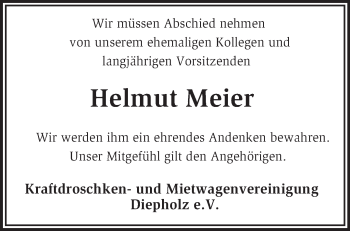 Traueranzeige von Helmut Meier von KRZ