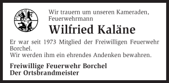 Traueranzeige von Wilfried Kaläne von KREISZEITUNG SYKE