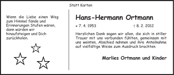Traueranzeige von Hans-Hermann Ortmann von KREISZEITUNG SYKE