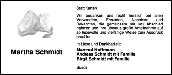 Traueranzeige von Martha Schmidt von KREISZEITUNG SYKE