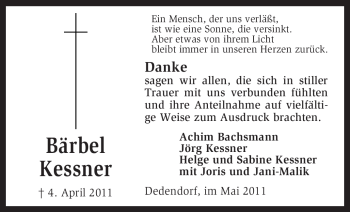 Traueranzeige von Bärbel Kessner von KREISZEITUNG SYKE