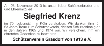 Traueranzeige von Siegfried Krenz von KREISZEITUNG SYKE