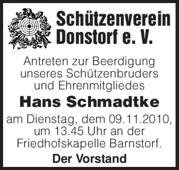 Traueranzeige von Hans Schmadtke von KREISZEITUNG SYKE