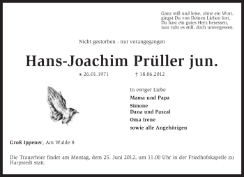 Traueranzeige von Hans-Joachim Prüller von KREISZEITUNG SYKE