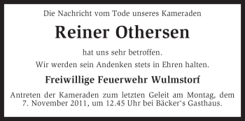 Traueranzeige von Reiner Othersen von KREISZEITUNG SYKE