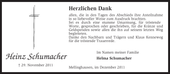 Traueranzeige von Heinz Schumacher von KREISZEITUNG SYKE