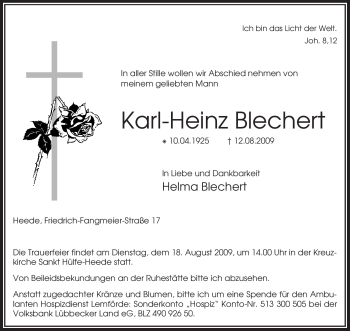 Traueranzeige von Karl-Heinz Blechert von KREISZEITUNG SYKE