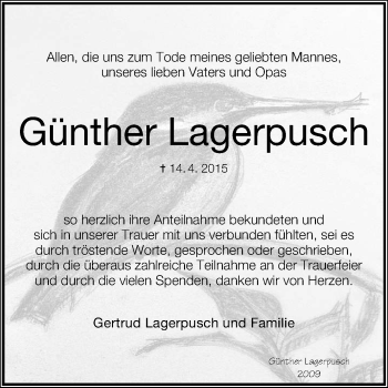 Traueranzeige von Günther Lagerpusch von KRZ