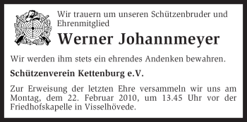 Traueranzeige von Werner Johannmeyer von KREISZEITUNG SYKE