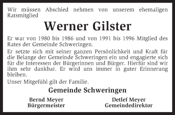 Traueranzeige von Werner Gilster von KRZ