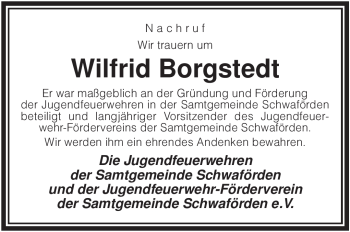 Traueranzeige von Wilfrid Borgstedt von KREISZEITUNG SYKE