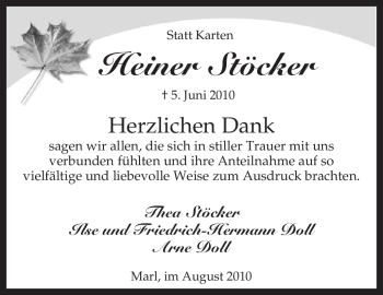 Traueranzeige von Heiner Stöcker von KREISZEITUNG SYKE