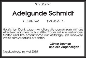 Traueranzeige von Adelgunde Schmidt von KRZ