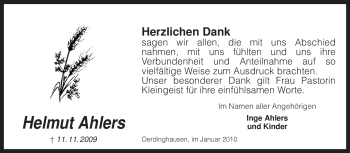 Traueranzeige von Helmut Ahlers von KREISZEITUNG SYKE