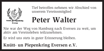 Traueranzeige von Peter Walter von KREISZEITUNG SYKE