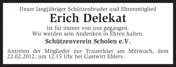 Traueranzeige von Erich Delekat von KREISZEITUNG SYKE