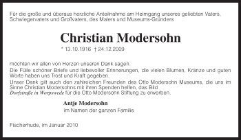 Traueranzeige von Christian Modersohn von KREISZEITUNG SYKE