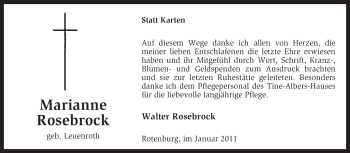 Traueranzeige von Marianne Rosebrock von KREISZEITUNG SYKE