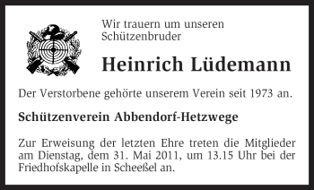 Traueranzeige von Heinrich Lüdemann von KREISZEITUNG SYKE