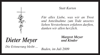 Traueranzeige von Dieter Meyer von KREISZEITUNG SYKE