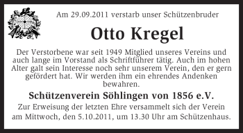 Traueranzeige von Otto Kregel von KREISZEITUNG SYKE