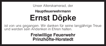 Traueranzeige von Ernst Döpke von KREISZEITUNG SYKE