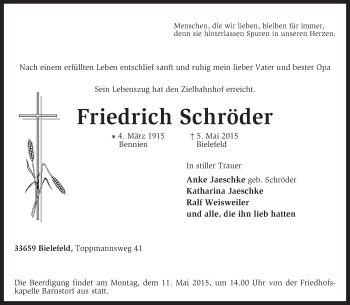 Traueranzeige von Friedrich Schröder von KRZ