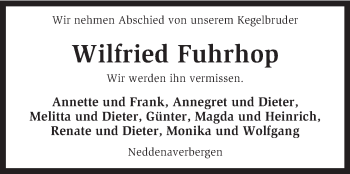 Traueranzeige von Wilfried Fuhrhop von KRZ