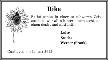 Traueranzeige von Rike  von KRZ