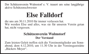 Traueranzeige von Else Falldorf von KREISZEITUNG SYKE