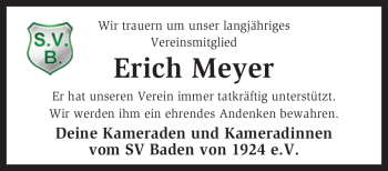 Traueranzeige von Erich Meyer von KREISZEITUNG SYKE