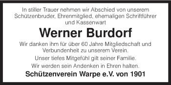 Traueranzeige von Werner Burdorf von KRZ