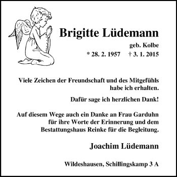 Traueranzeige von Brigitte Lüdemann von KRZ