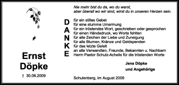 Traueranzeige von Ernst Döpke von KREISZEITUNG SYKE