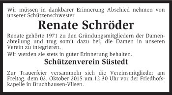 Traueranzeige von Renate Schröder von KRZ