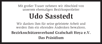 Traueranzeige von Udo Sasstedt von KRZ