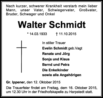 Traueranzeige von Walter Schmidt von KRZ