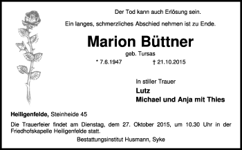 Traueranzeige von Marion Büttner von KRZ