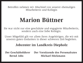 Traueranzeige von Marion Büttner von KRZ